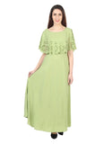 Women's Crepe Solid Sleeveless Full Length Gown(Light Green) - GillKart