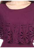 Women's Crepe Solid Sleeveless Full Length Gown(Maroon) - GillKart