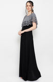Grey sleeveless floor length gown, crepe material