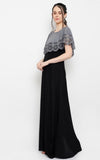Grey crepe sleeveless full length gown