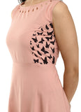 Women's crepe sleeveless full length gown in light peach, light peach crepe fabric