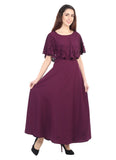 Women's Crepe Solid Sleeveless Full Length Gown(Maroon) - GillKart