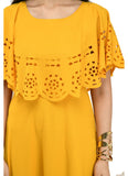 Women's Crepe Solid Sleeveless Full Length Gown(Yellow) - GillKart