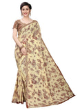 Beige Lycra blend saree (56Mtrs), versatile for casual and festive wear for women