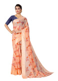 Women's Cotton Saree (Orange,5-6Mtrs) - GillKart