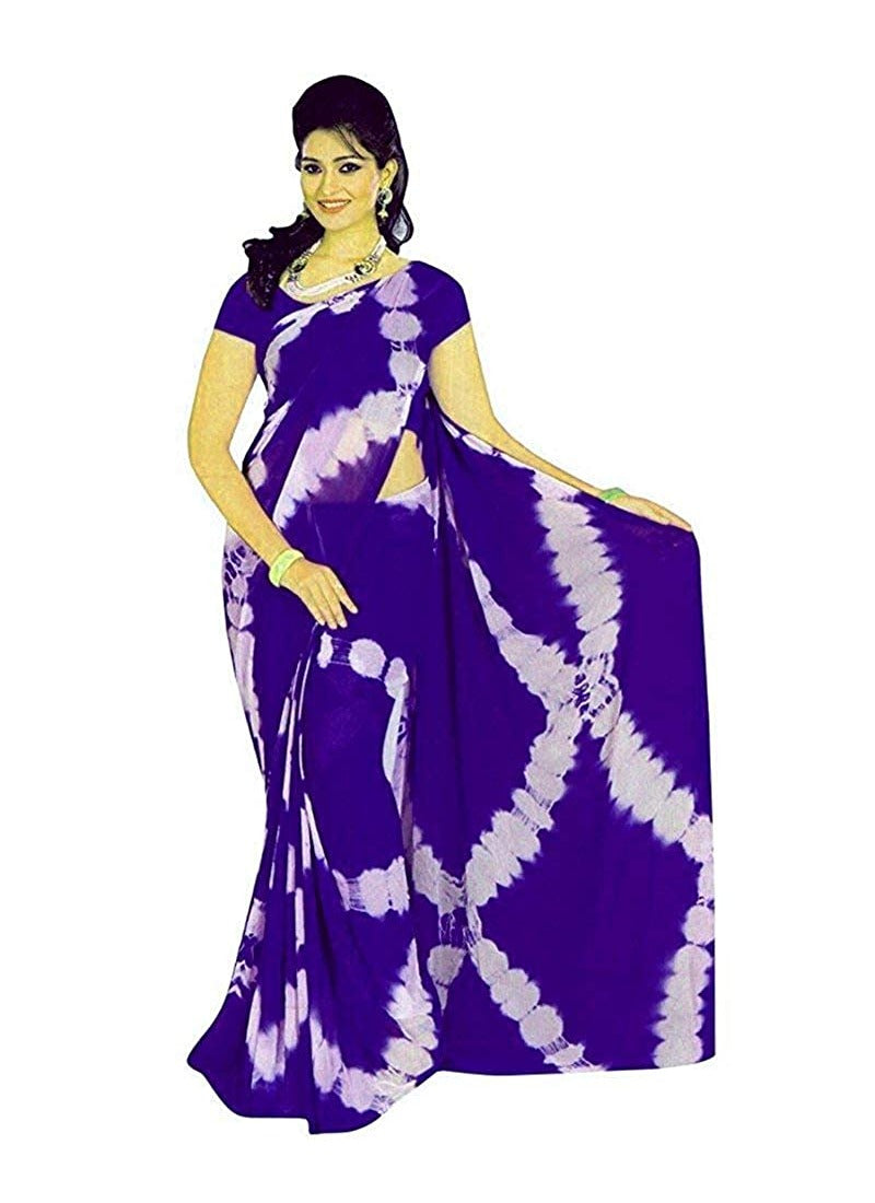 Women's Chiffon Saree (Blue ,5-6Mtrs) - GillKart