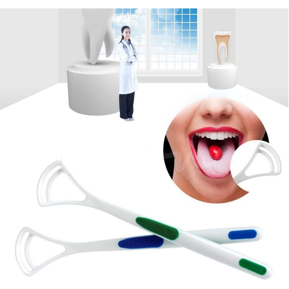 Pack Of_3 Tongue Cleaner(2 Pcs Set) (Color: Assorted) - GillKart