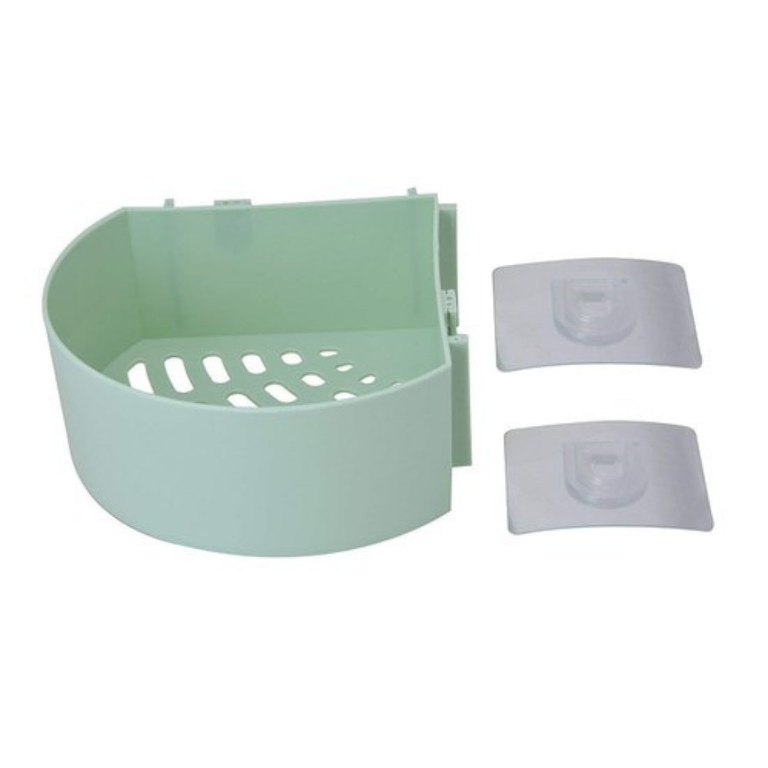 Wall Mount Storage Corner Shelf Bathroom Kitchen Rack Self Adhesive Shower Caddy Plastic Triangle Basket (Color: Assorted) - GillKart