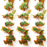 Pack Of 5 Silk Polyester Artificial Shaded Orange Green Leaf Vine Hanging Garland Foliage Flowers Leaf Plants For Wall Decoration (Color: Orange-Green,Length: 15 Feet) - GillKart