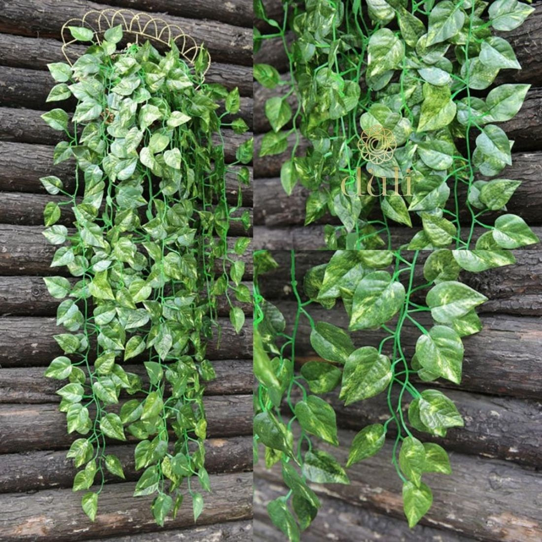 Pack Of 5 Silk Polyester Artificial Money Plant Leaf Vine Hanging Garland Foliage Flowers Leaf Plants For Wall Decoration (Color: Green,Length: 15 Feet) - GillKart