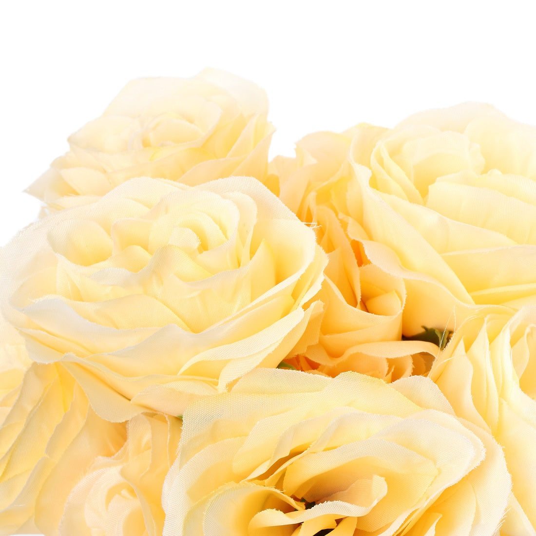 Silk Polyester Artificial Rose Flowers Bunch Bouquet Of 12 Roses For Home Decoration (Color: Cream,Length: 17 Inches) - GillKart