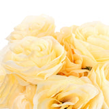 Silk Polyester Artificial Rose Flowers Bunch Bouquet Of 12 Roses For Home Decoration (Color: Cream,Length: 17 Inches) - GillKart