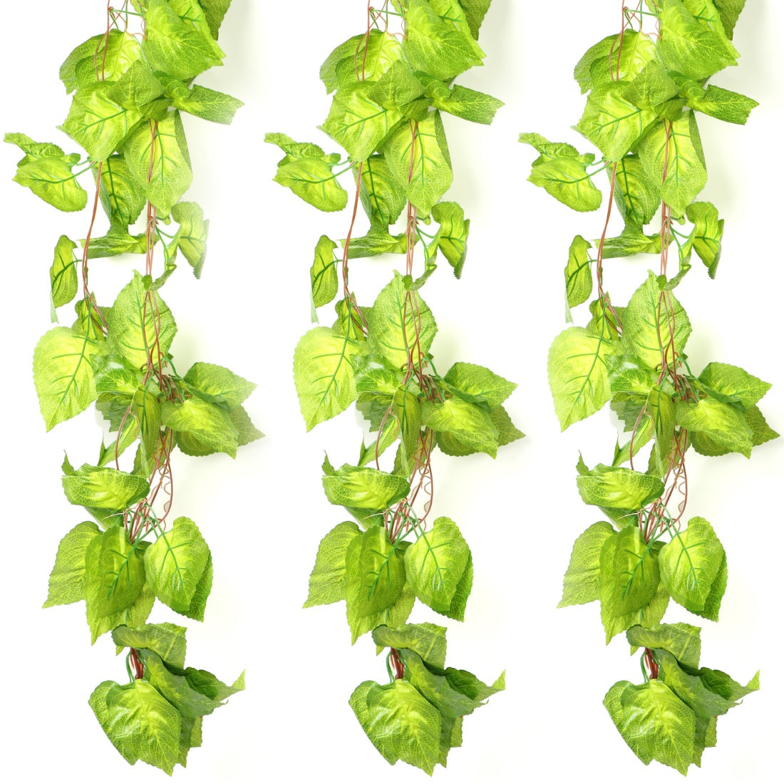 Pack Of 3 Silk Polyester Artificial Money Plant Leaf Vine Hanging Garland Foliage Flowers Leaf Plants For Wall Decoration (Color: Green,Length: 15 Feet) - GillKart