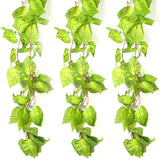 Pack Of 3 Silk Polyester Artificial Money Plant Leaf Vine Hanging Garland Foliage Flowers Leaf Plants For Wall Decoration (Color: Green,Length: 15 Feet) - GillKart