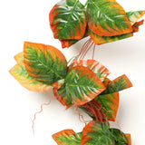 Pack Of 5 Silk Polyester Artificial Shaded Orange Green Leaf Vine Hanging Garland Foliage Flowers Leaf Plants For Wall Decoration (Color: Orange-Green,Length: 15 Feet) - GillKart
