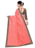 Women's Chanderi Cotton Lace Border Saree With Blouse (Peach, 5-6 Mtrs) - GillKart