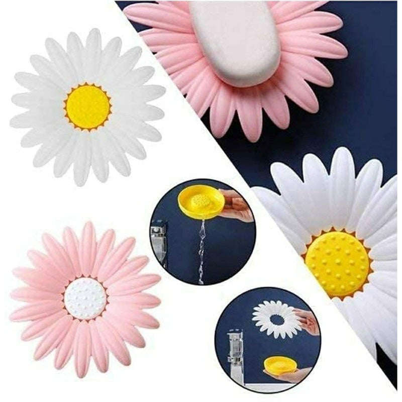 Pack Of 2_Flower Shape Soap Holder Dish for Home and Hotel Bathroom (Color: Assorted) - GillKart