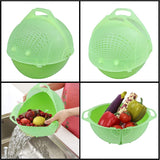 Pack Of 2_Plastic Drainer Fruit Vegetable Basket (Color: Assorted) - GillKart