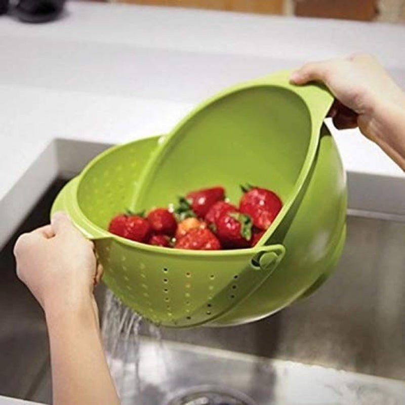 Pack Of 2_Plastic Drainer Fruit Vegetable Basket (Color: Assorted) - GillKart