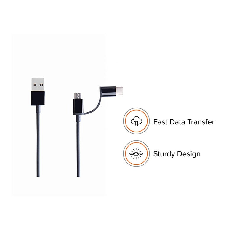 2_In_1 Usb Cable (Micro Usb To Type_C (Color: Assorted) - GillKart