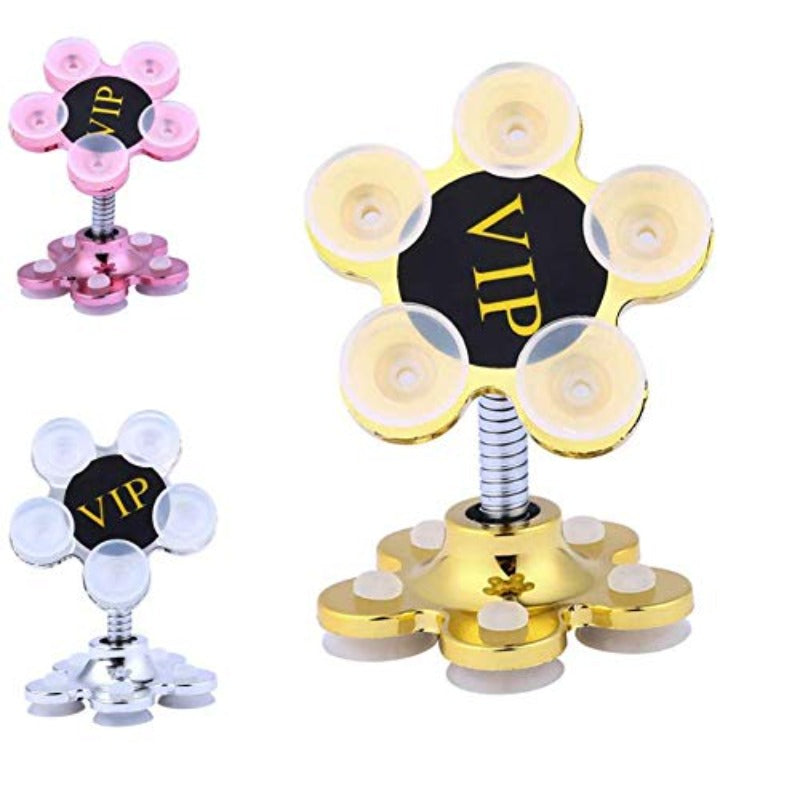 Pack Of_5 Phone Sucking Stand Flower Shape Cell Phone Holder (Color: Assorted) - GillKart