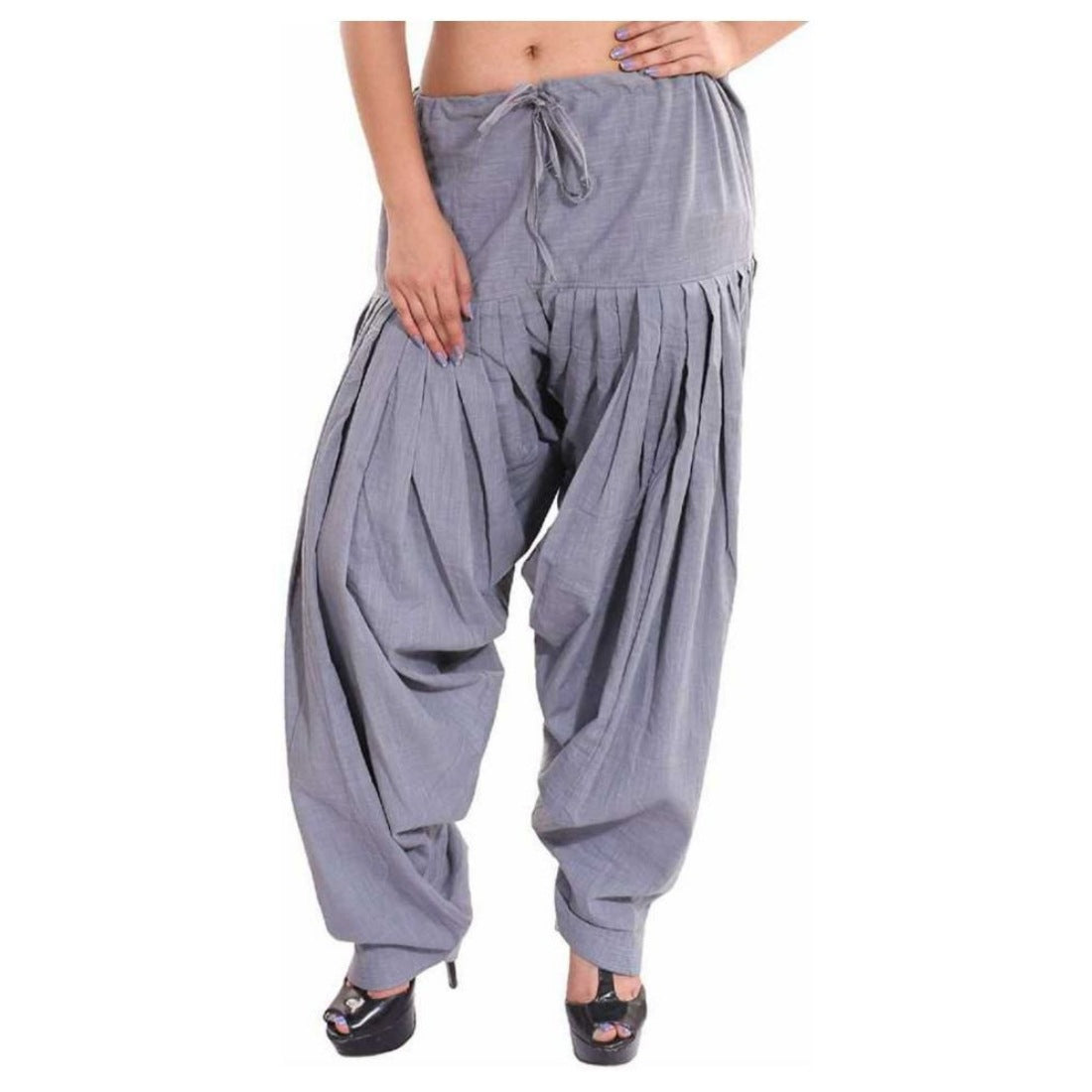 Women's Cotton Solid Patiyala (Color:Smoke Grey) - GillKart