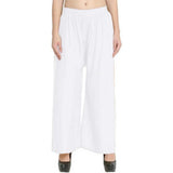 White rayon palazzo pants, solid cotton for casual & party wear