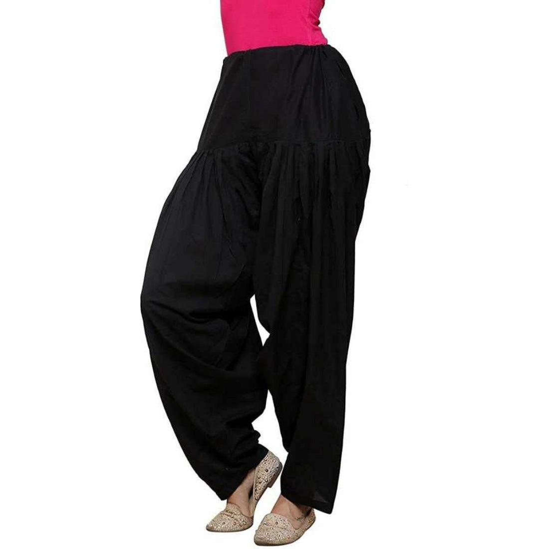 Womens cotton patiyala solid in black