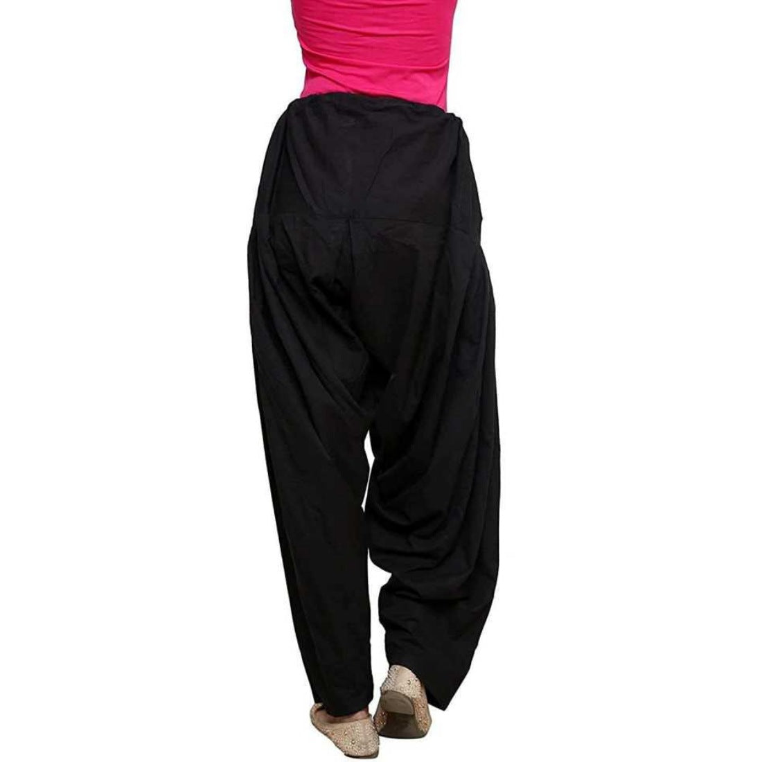 Black cotton women's long flowy pants