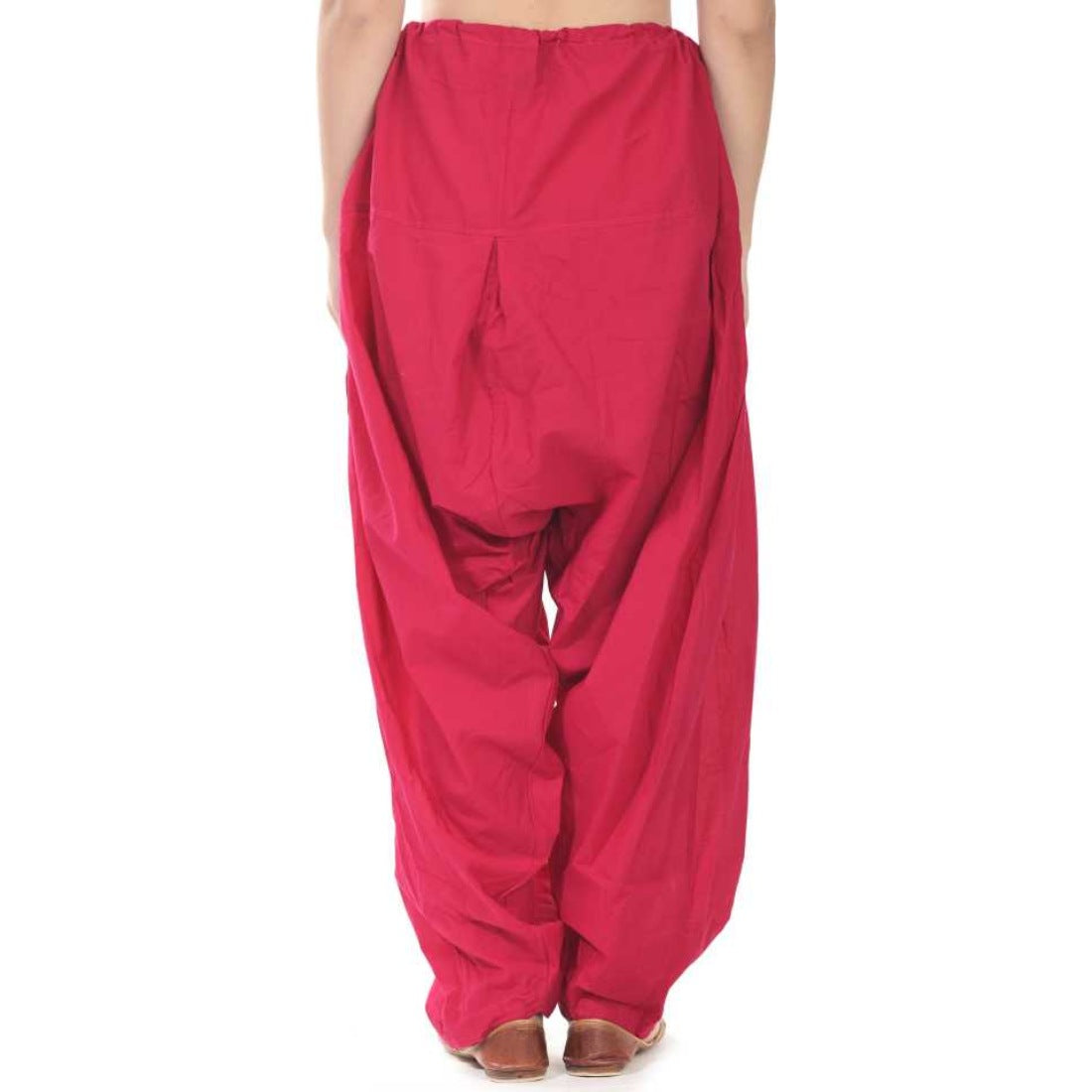 Red cotton palazzo pants, long flowy trousers
