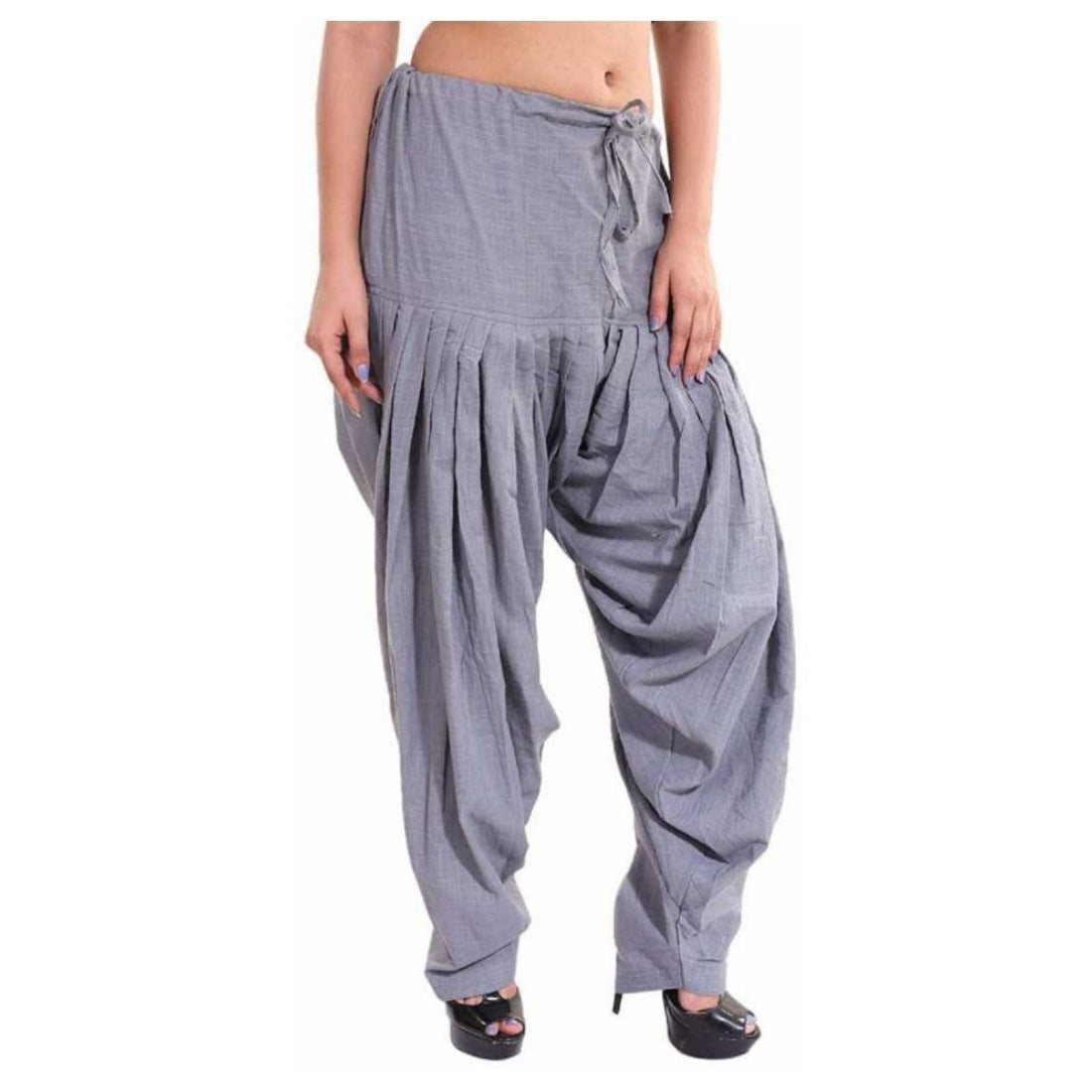Women's Cotton Solid Patiyala (Color:Smoke Grey) - GillKart