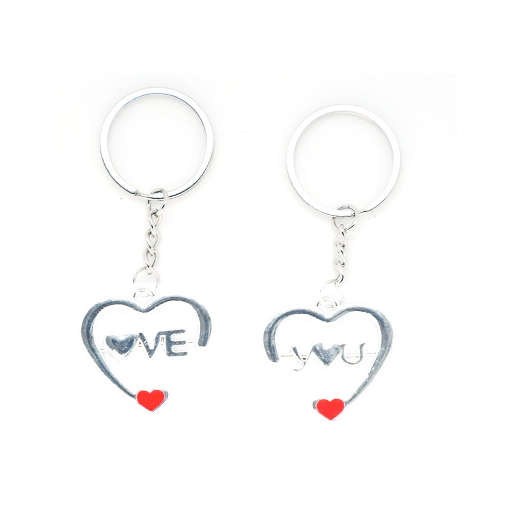 Love Heartin Couple Metal Magnet Keychain (Color: Assorted) - GillKart