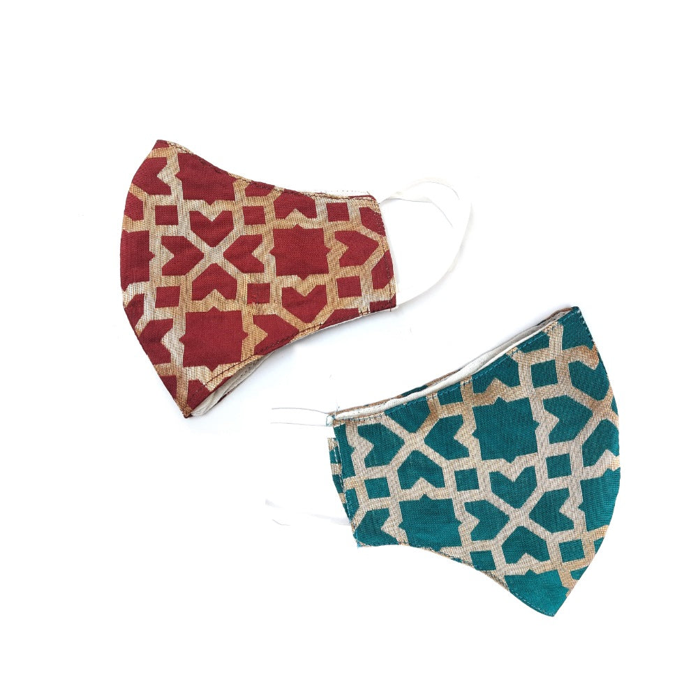 Pack of 2_Generic Wedding Stylish Cotton Mask (Color: Assorted) - GillKart