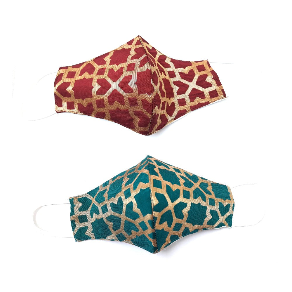 Pack of 2_Generic Wedding Stylish Cotton Mask (Color: Assorted) - GillKart