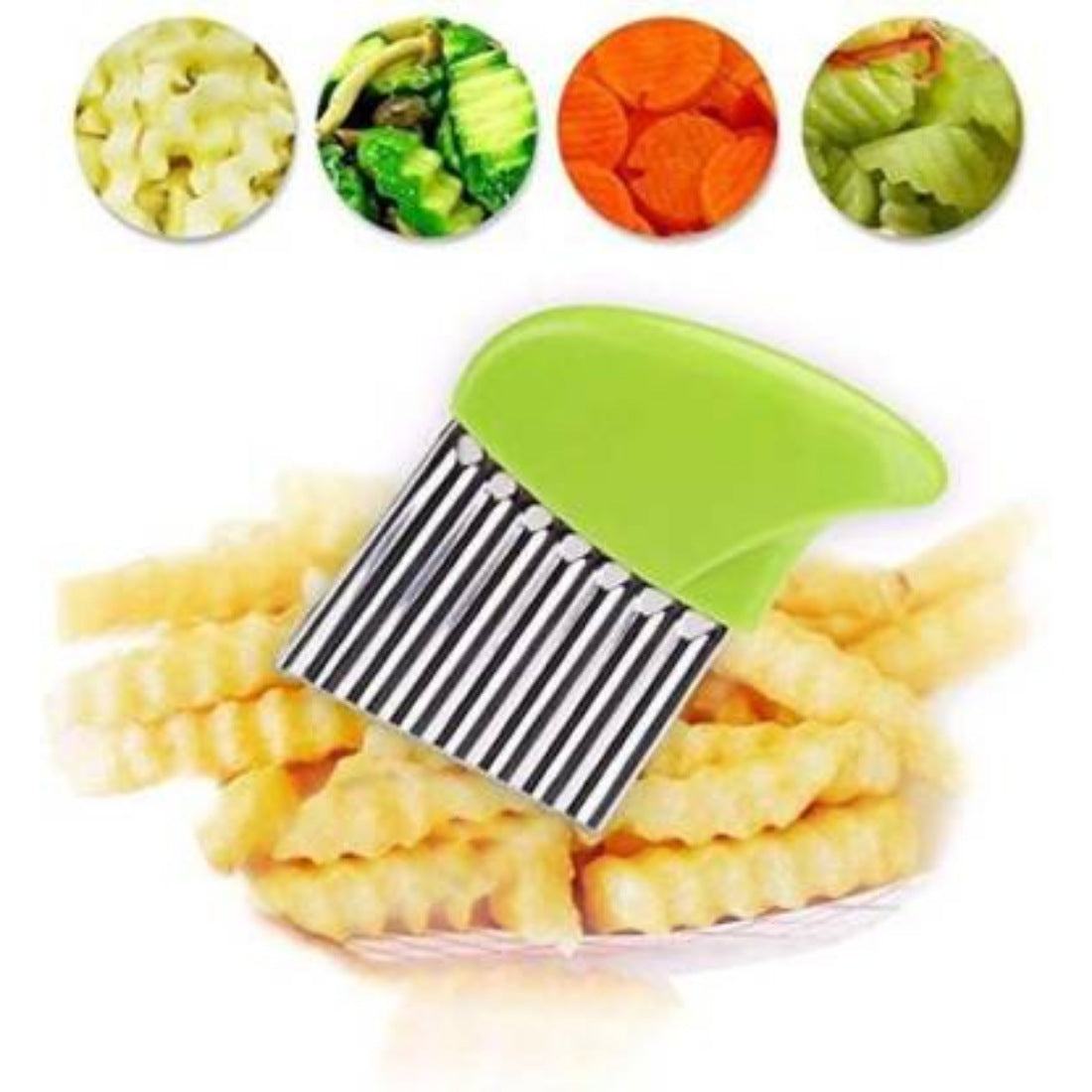 Pack Of_5 Wave Shape Stainless Steel Potato Cutter Slicer (Color:Assorted) - GillKart