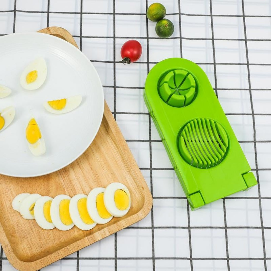 Pack Of_2_2 In 1 Boiled Egg and Mushroom Slicer Cutter Chopper Plastic With Stainless Steel Wired (Color:Assorted) - GillKart