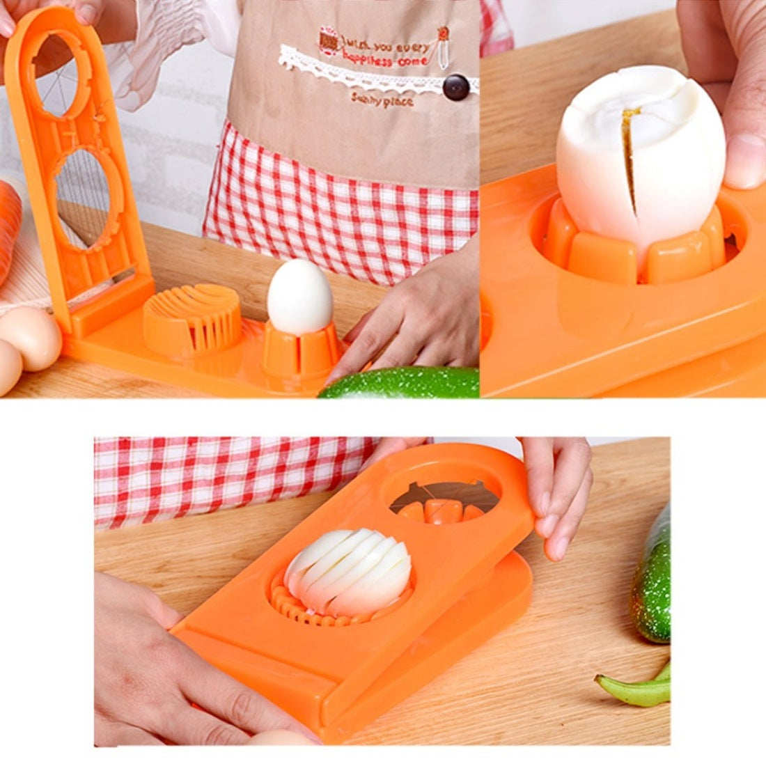Pack Of_2_2 In 1 Boiled Egg and Mushroom Slicer Cutter Chopper Plastic With Stainless Steel Wired (Color:Assorted) - GillKart