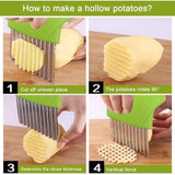 Pack Of_5 Wave Shape Stainless Steel Potato Cutter Slicer (Color:Assorted) - GillKart