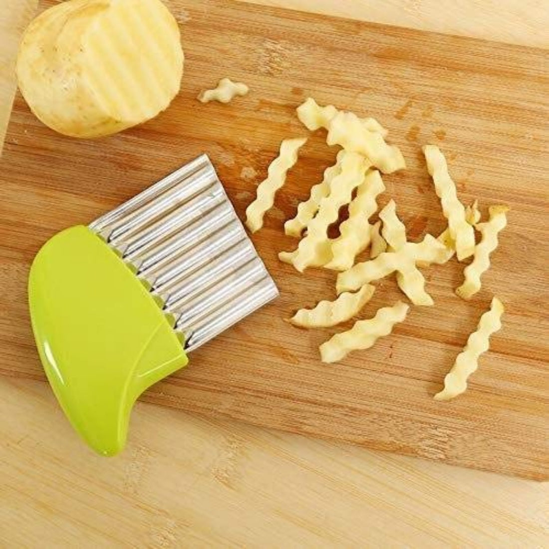 Pack Of_5 Wave Shape Stainless Steel Potato Cutter Slicer (Color:Assorted) - GillKart