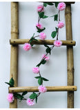 Artificial Light Pink Chrysanthemum Dahlia Flower Vine Creeper With Big Green Leaves For Home Decoraton (Color: LightPink, Material: Silk Polyester) - GillKart