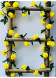 Artificial Yellow Chrysanthemum Dahlia Flower Vine Creeper With Big Green Leaves For Home Decoraton (Color: Yellow, Material: Silk Polyester) - GillKart
