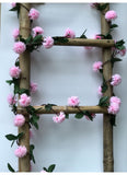 Artificial Light Pink Chrysanthemum Dahlia Flower Vine Creeper With Big Green Leaves For Home Decoraton (Color: LightPink, Material: Silk Polyester) - GillKart