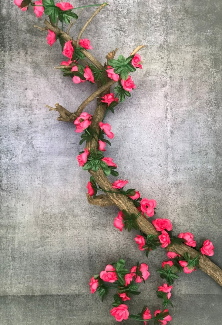 Artificial Darkpink Rose Vine Flowers Plants Artificial Flower Creeper Hanging Rose For Home Decoration (Color: DarkPink, Material: Silk Polyester) - GillKart