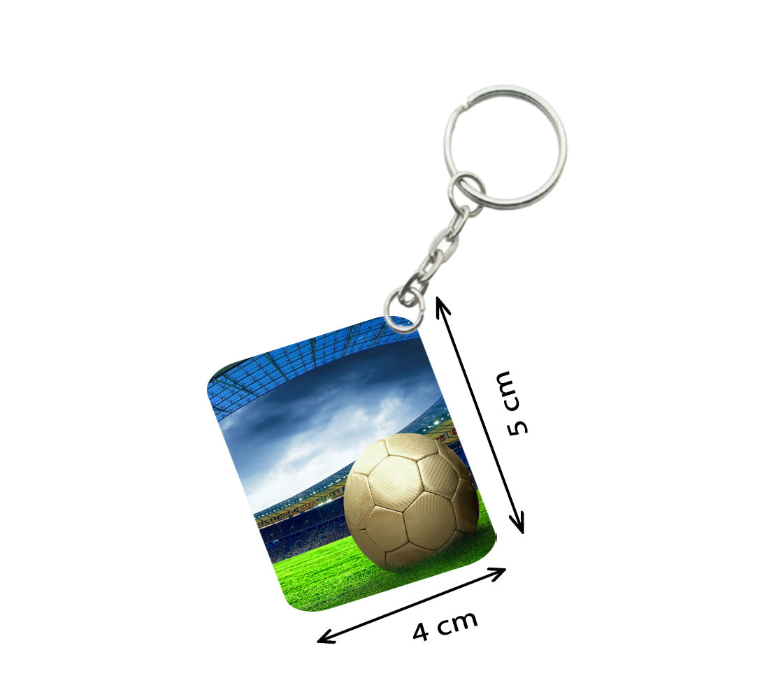 Pack Of 3_ Football One Side Printed Rectangle Designer Keychain (Multi Color) - GillKart