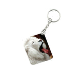 Pack Of 3_ White Lion One Side Printed Rectangle Designer Keychain (White) - GillKart