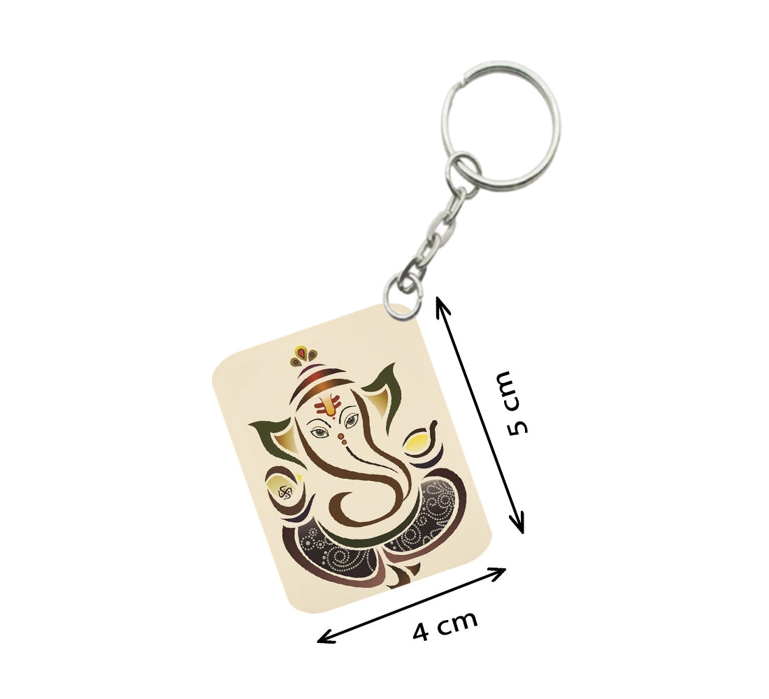 Pack Of 3_ Ganesha One Side Printed Rectangle Designer Keychain (Sandal) - GillKart