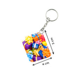 Pack Of 3_ Colored Gift Box One Side Printed Rectangle Designer Keychain (Multi Color) - GillKart