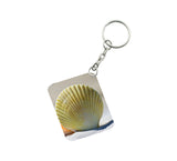 Pack Of 3_ Shells Sand One Side Printed Rectangle Designer Keychain (Yellow) - GillKart