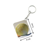 Pack Of 3_ Shells Sand One Side Printed Rectangle Designer Keychain (Yellow) - GillKart