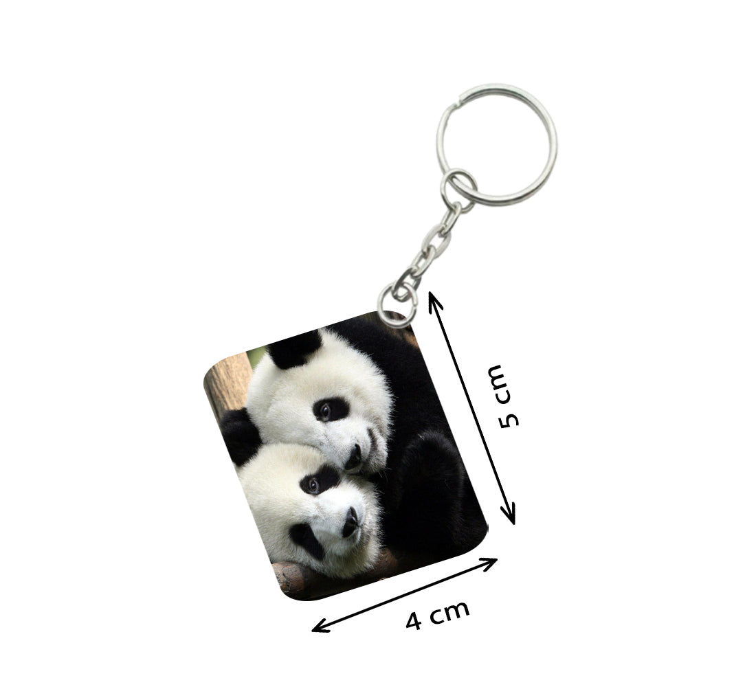 Pack Of 3_ Panta One Side Printed Rectangle Designer Keychain (White) - GillKart